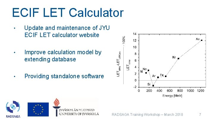 ECIF LET Calculator • Update and maintenance of JYU ECIF LET calculator website •