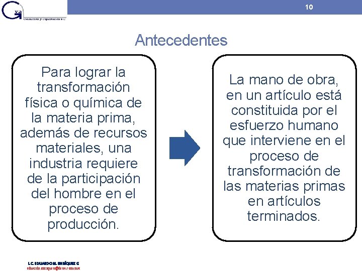 10 Antecedentes Para lograr la transformación física o química de la materia prima, además 10 Antecedentes Para lograr la transformación física o química de la materia prima, además