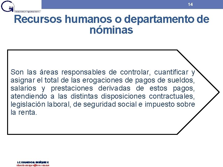 14 Recursos humanos o departamento de nóminas Son las áreas responsables de controlar, cuantificar 14 Recursos humanos o departamento de nóminas Son las áreas responsables de controlar, cuantificar