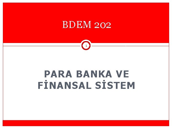 BDEM 202 1 PARA BANKA VE FİNANSAL SİSTEM 