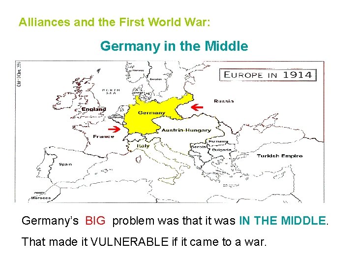 Alliances and the First World War: Germany in the Middle Germany’s BIG problem was