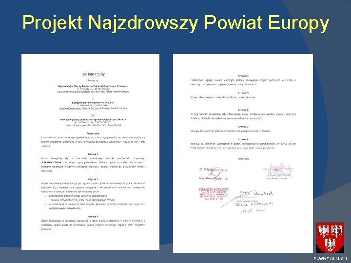 Projekt Najzdrowszy Powiat Europy POWIAT OLKUSKI 