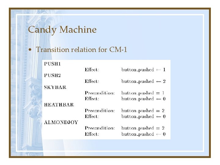 Candy Machine • Transition relation for CM-1 
