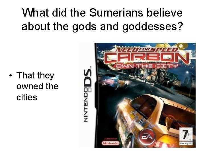 What did the Sumerians believe about the gods and goddesses? • That they owned