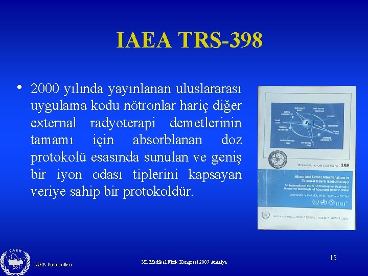 IAEA TRS-398 • 2000 yılında yayınlanan uluslararası uygulama kodu nötronlar hariç diğer external radyoterapi