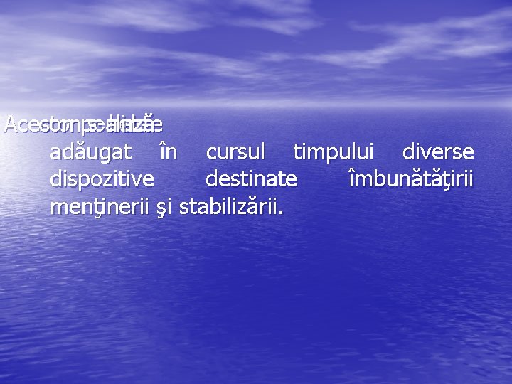 Acestor componente s-abază lide adăugat în cursul timpului diverse dispozitive destinate îmbunătăţirii menţinerii şi