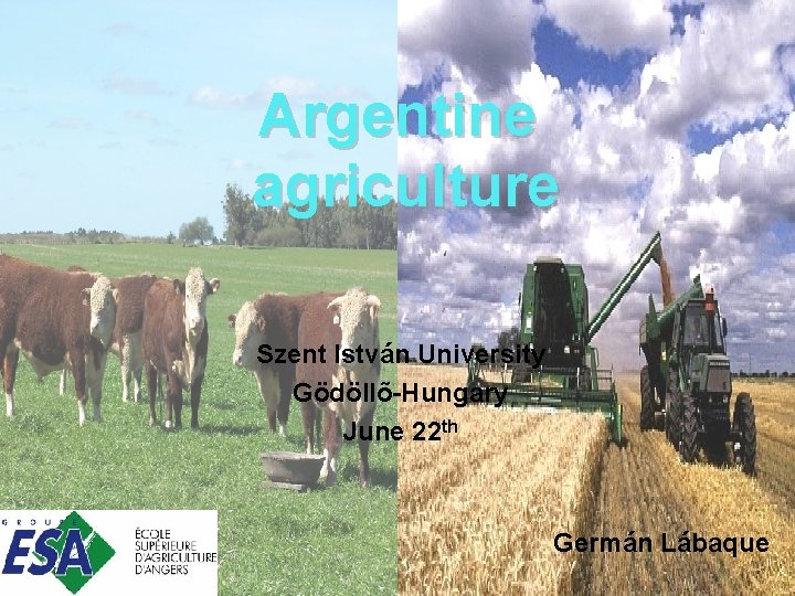 Argentine agriculture Szent István University Gödöllõ-Hungary June 22 th Germán Lábaque 