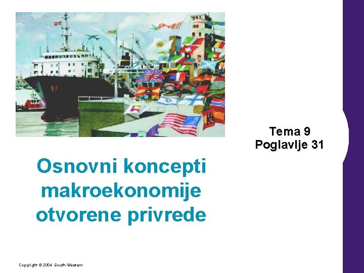 Tema 9 Poglavlje 31 Osnovni koncepti makroekonomije otvorene privrede Copyright © 2004 South-Western 