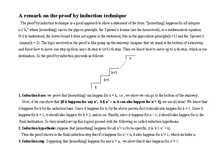 A remark on the proof by induction technique The proof by induction technique is