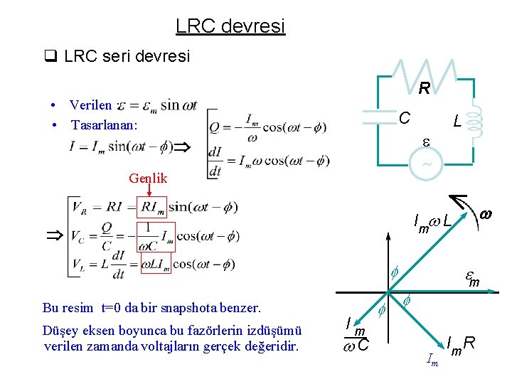LRC devresi q LRC seri devresi R • Verilen : • Tasarlanan: C e
