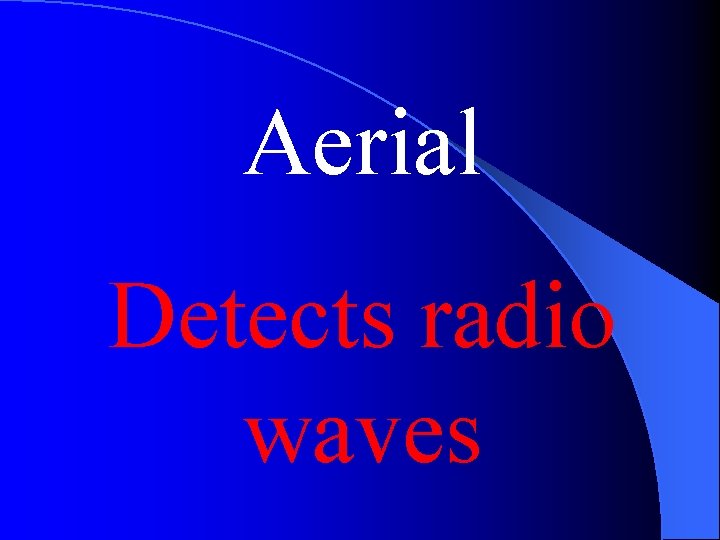 Aerial Detects radio waves 