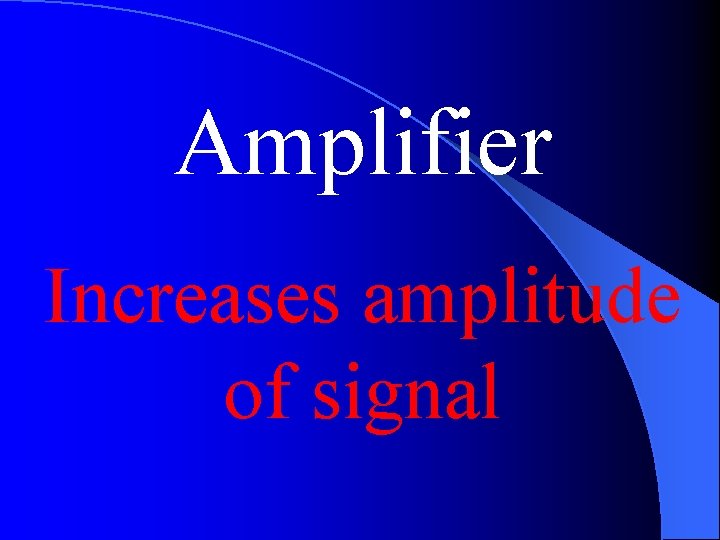 Amplifier Increases amplitude of signal 