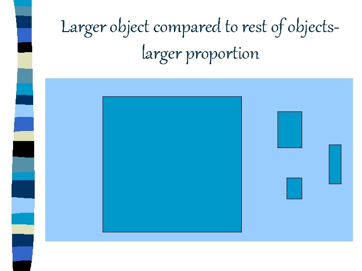 Larger object compared to rest of objectslarger proportion Larger object compared to rest of objectslarger proportion