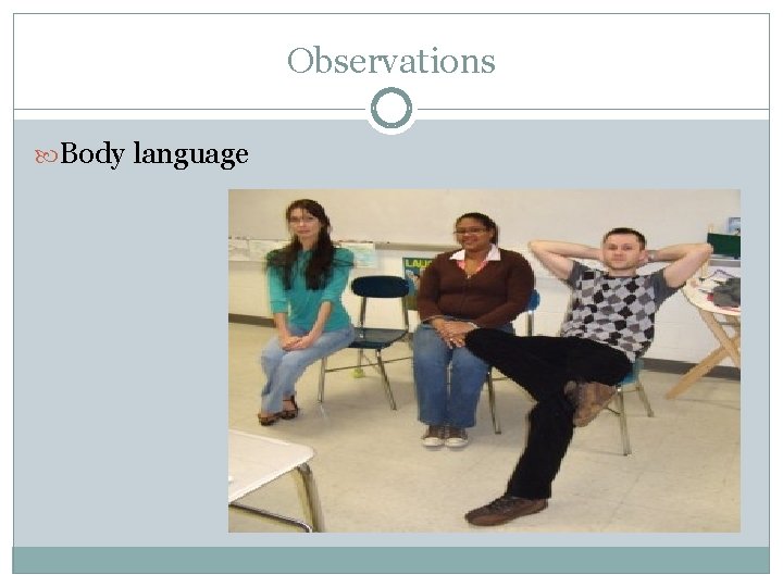 Observations Body language 