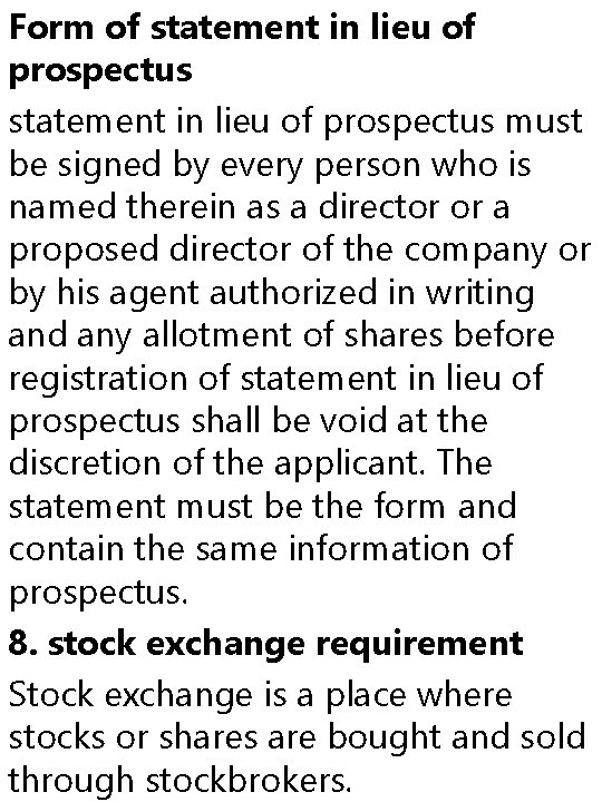 Form of statement in lieu of prospectus must be signed by every person who