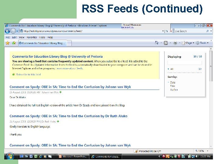 RSS Feeds (Continued) 