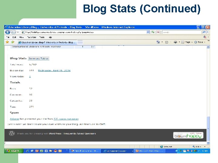 Blog Stats (Continued) 