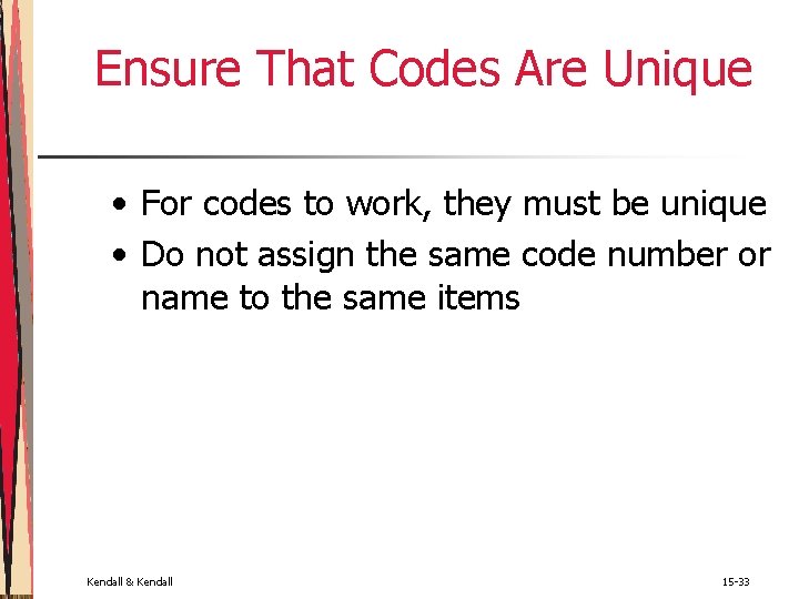 Ensure That Codes Are Unique • For codes to work, they must be unique Ensure That Codes Are Unique • For codes to work, they must be unique
