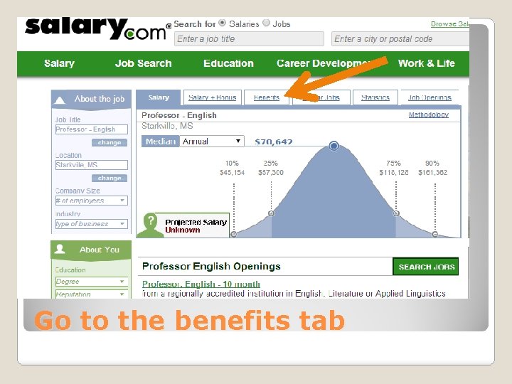 Go to the benefits tab 