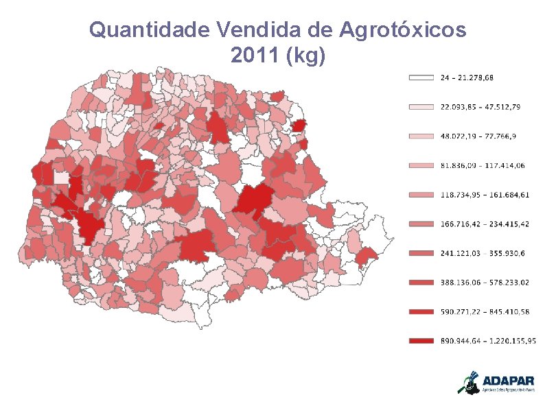 Quantidade Vendida de Agrotóxicos 2011 (kg) 
