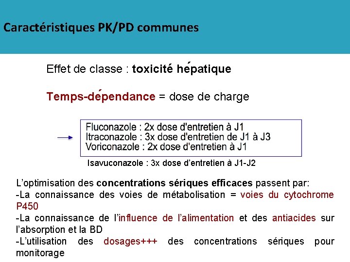 Caractéristiques PK/PD communes Effet de classe : toxicité he patique Temps-de pendance = dose