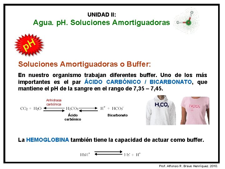 UNIDAD II: Agua. p. H. Soluciones Amortiguadoras p. H Soluciones Amortiguadoras o Buffer: En