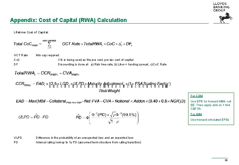 Appendix: Cost of Capital (RWA) Calculation Lifetime Cost of Capital: GCT Rate Co. C Appendix: Cost of Capital (RWA) Calculation Lifetime Cost of Capital: GCT Rate Co. C
