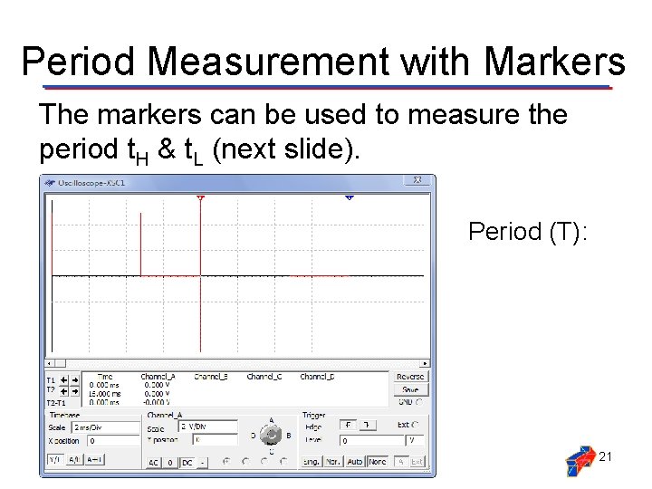 Period Measurement with Markers The markers can be used to measure the period t.