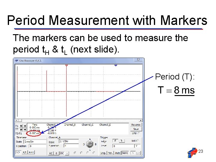 Period Measurement with Markers The markers can be used to measure the period t.