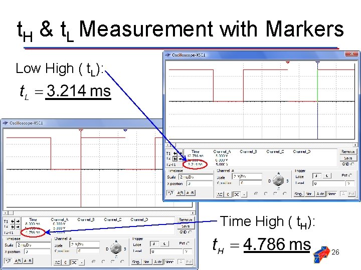 t. H & t. L Measurement with Markers Low High ( t. L): Time