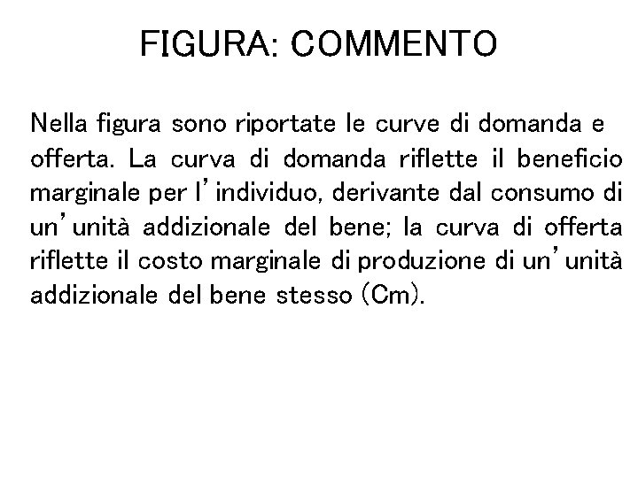 FIGURA: COMMENTO Nella figura sono riportate le curve di domanda e offerta. La curva