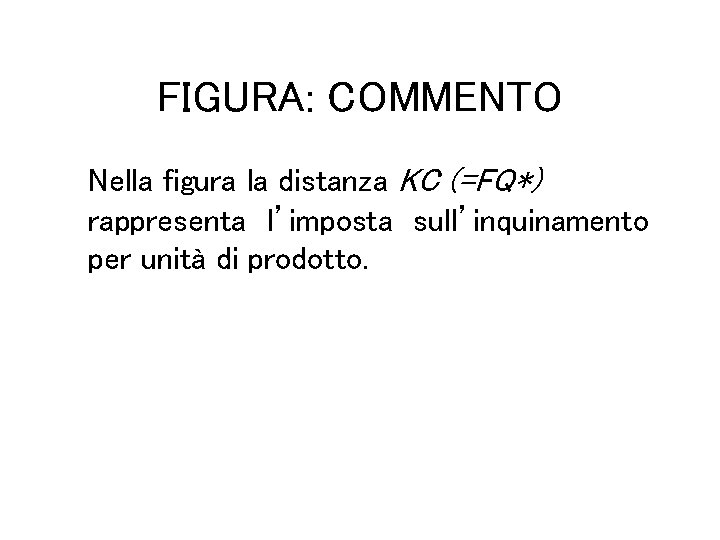 FIGURA: COMMENTO Nella figura la distanza KC (=FQ*) rappresenta l’imposta sull’inquinamento per unità di