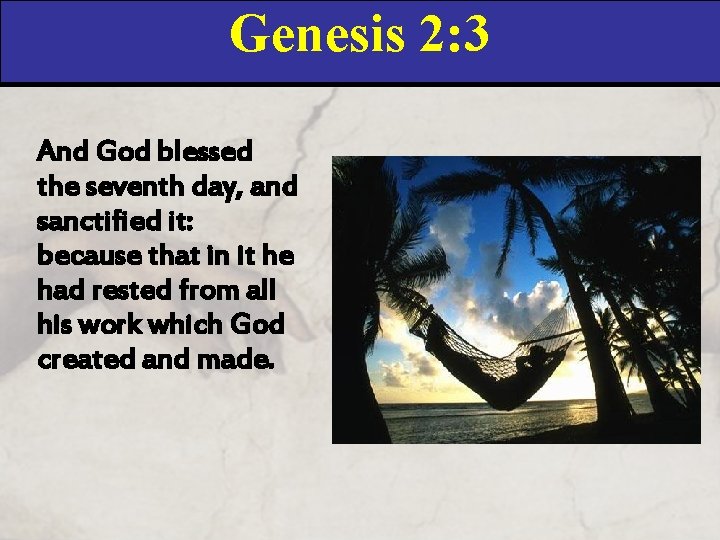 Genesis 2: 3 And God blessed the seventh day, and sanctified it: because that Genesis 2: 3 And God blessed the seventh day, and sanctified it: because that