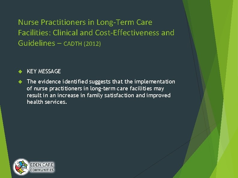 Nurse Practitioners in Long-Term Care Facilities: Clinical and Cost-Effectiveness and Guidelines – CADTH (2012)