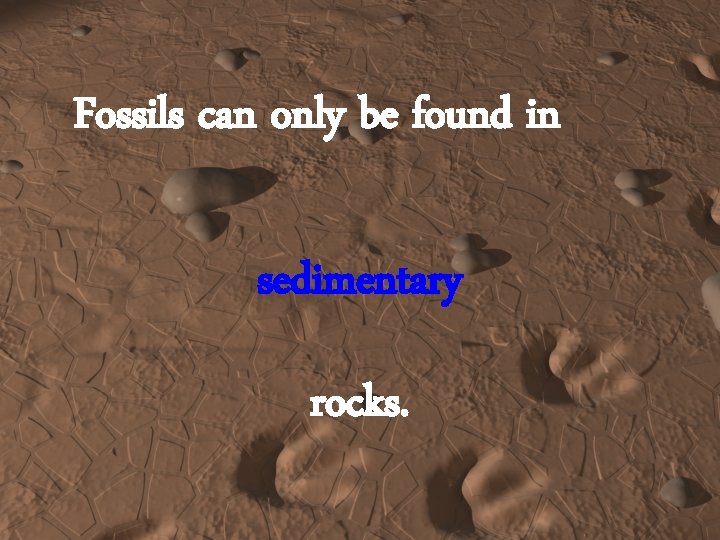 Fossils can only be found in sedimentary rocks. 
