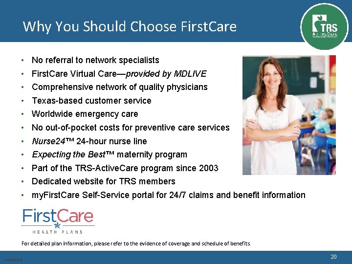 Why You Should Choose First. Care • • • No referral to network specialists