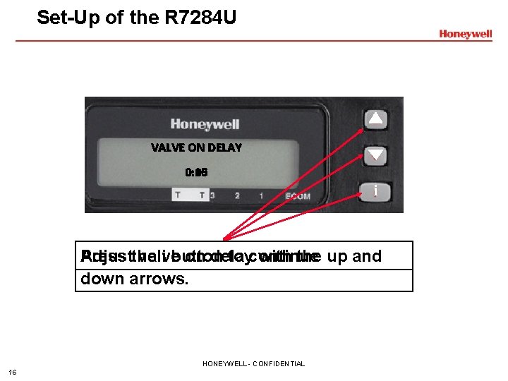 Set-Up of the R 7284 U VALVE ON DELAY 0: 15 0: 10 0: