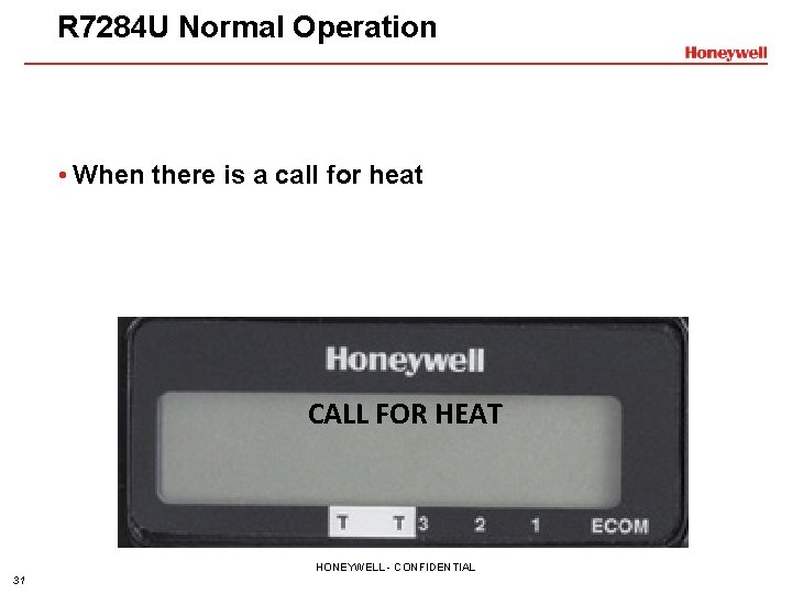 R 7284 U Normal Operation • When there is a call for heat CALL