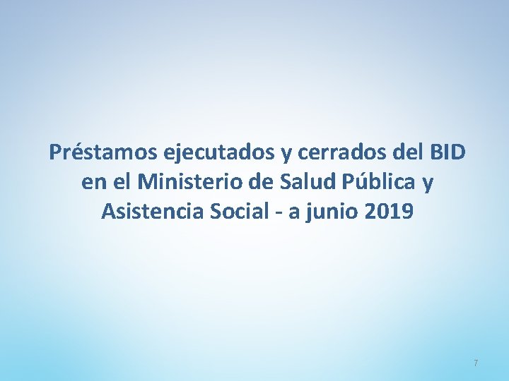 Préstamos ejecutados y cerrados del BID en el Ministerio de Salud Pública y Asistencia