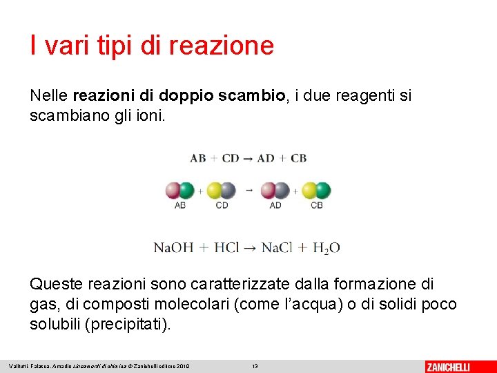 I vari tipi di reazione Nelle reazioni di doppio scambio, i due reagenti si I vari tipi di reazione Nelle reazioni di doppio scambio, i due reagenti si