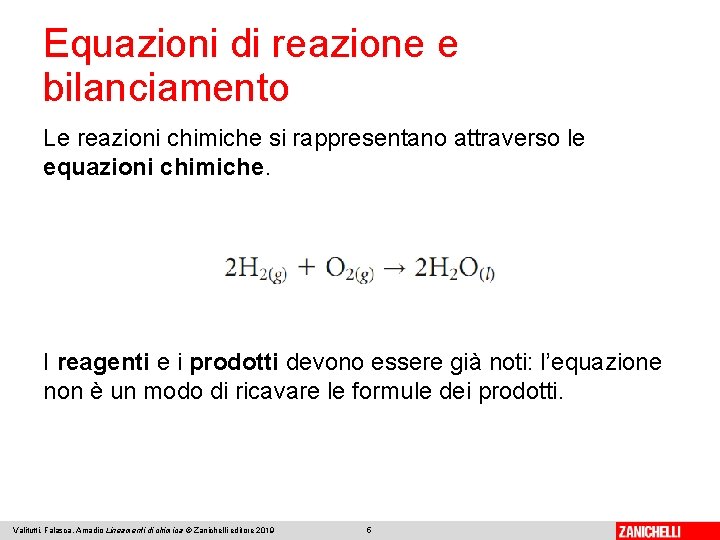 Equazioni di reazione e bilanciamento Le reazioni chimiche si rappresentano attraverso le equazioni chimiche. Equazioni di reazione e bilanciamento Le reazioni chimiche si rappresentano attraverso le equazioni chimiche.