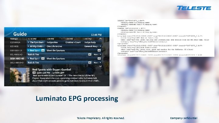 Luminato EPG processing Teleste Proprietary. All rights reserved. Company confidential 