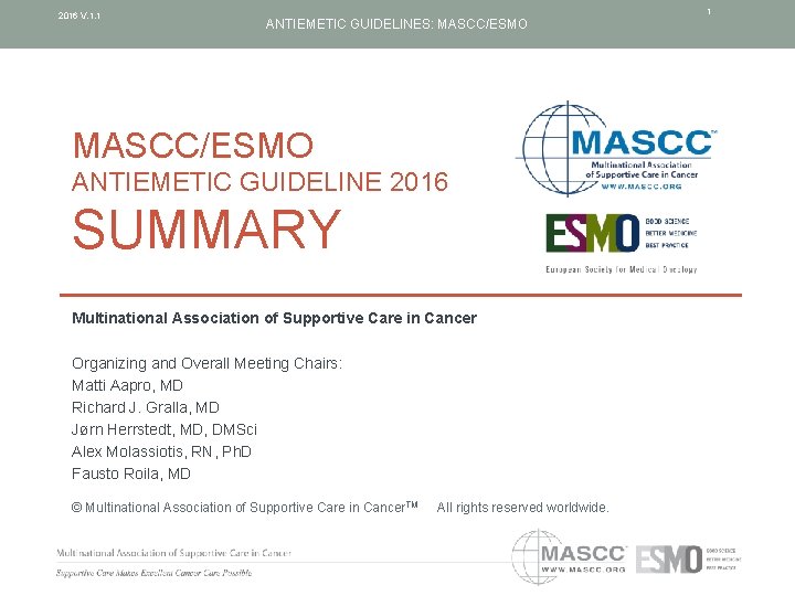 2016 V 1 1 1 ANTIEMETIC GUIDELINES MASCCESMO