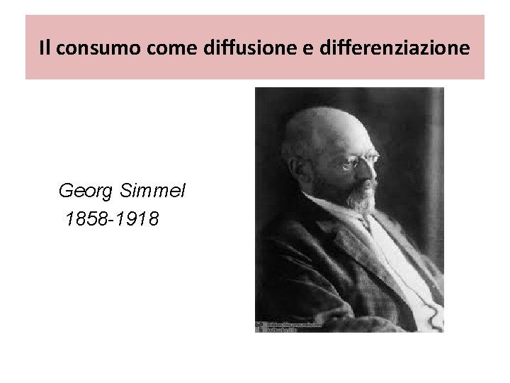 Il consumo come diffusione e differenziazione Georg Simmel 1858 -1918 