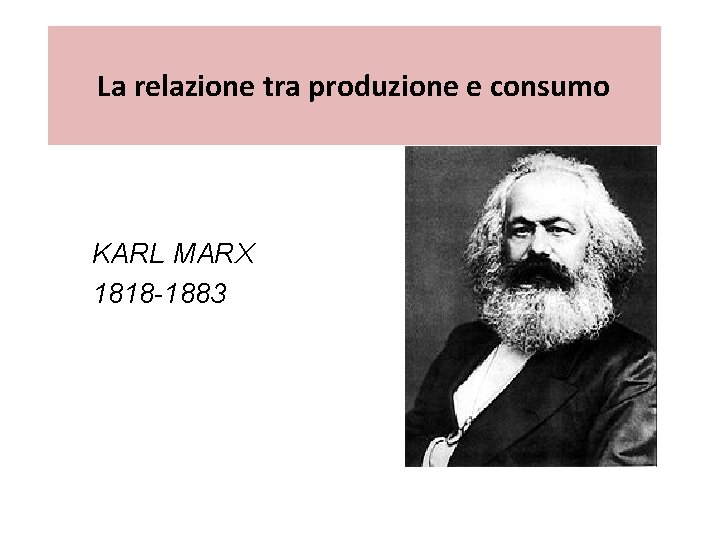 La relazione tra produzione e consumo KARL MARX 1818 -1883 La relazione tra produzione e consumo KARL MARX 1818 -1883