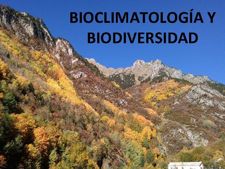 BIOCLIMATOLOGÍA Y BIODIVERSIDAD 