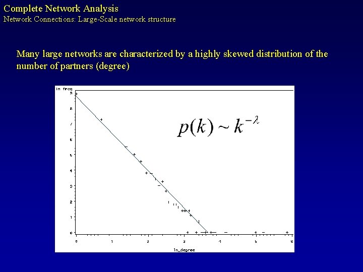 Complete Network Analysis Network Connections: Large-Scale network structure Many large networks are characterized by