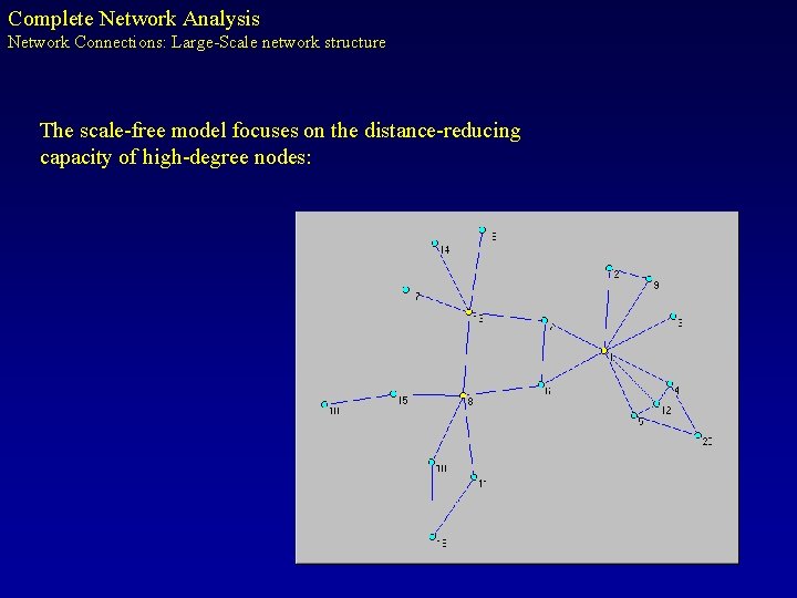 Complete Network Analysis Network Connections: Large-Scale network structure The scale-free model focuses on the