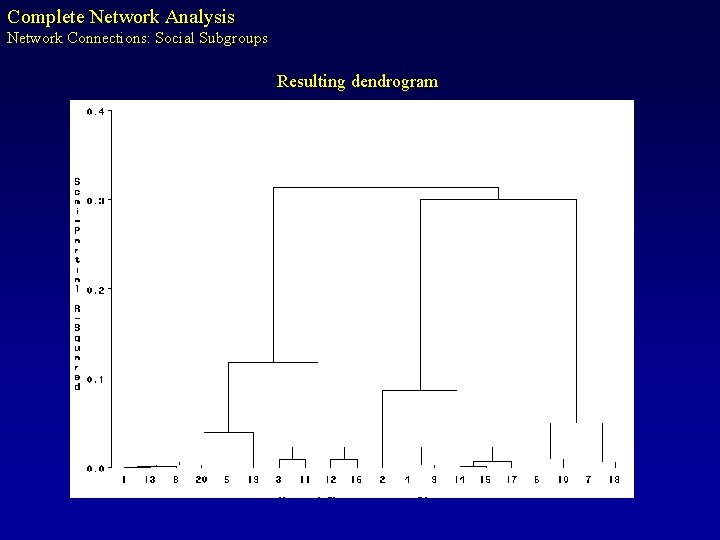 Complete Network Analysis Network Connections: Social Subgroups Resulting dendrogram 