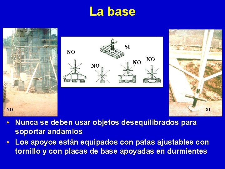 La base SI NO NO NO SI • Nunca se deben usar objetos desequilibrados